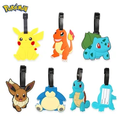 Étiquette de bagage en silicone Anime Pokemon Pikachu, valise, sac à bagages, voyage, figurine de dessin animé Kawaii, Salamèche, nom, étiquettes d'identification