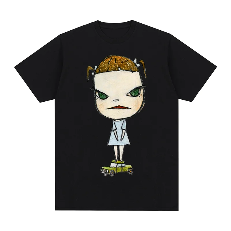 Yoshitomo Nara GIRL ON GREEN CAR Vintage T-shirt Funny Cute Cartoon Anime Cotton Men T Shirt New TEE TSHIRT Womens Tops