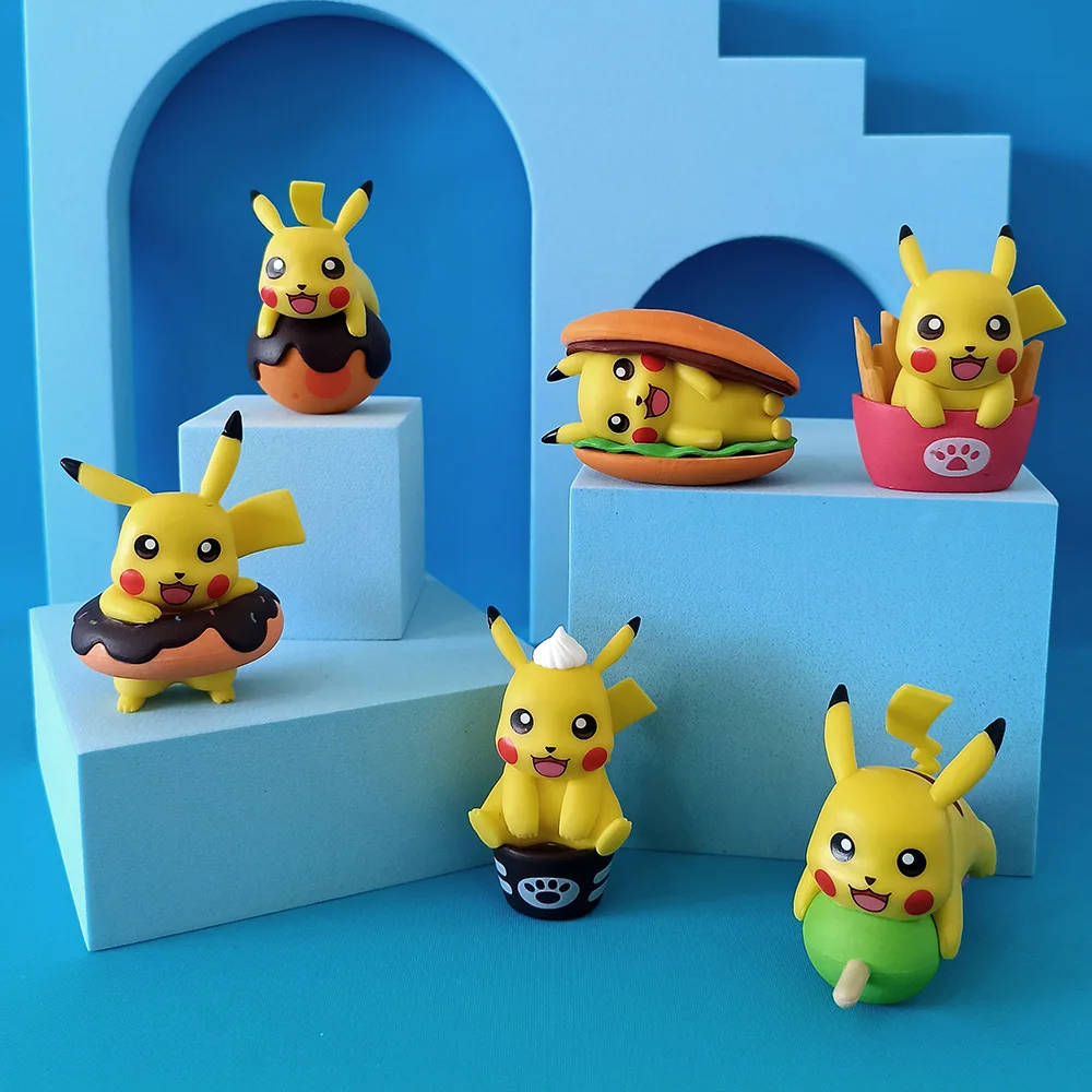 Pokemon Anime Figura Fine Food Pikachu Modello carino Collezione di bambole Auto Ornamenti da tavolo Modello di torta per bambini Regalo