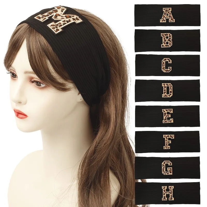 Woman Bohemian Solid Leopard Print Letters Hair Band Ladies Fashion Elastic Cotton Ribbed Headbands Hair Accessories