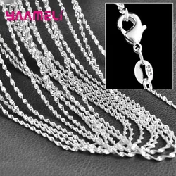 5PCS 2MM 925 Sterling Silver Water Wave Chain Necklace for Women Men Wholesale 16-30 Inches Lobster Clasp Chains Jewelry Gift