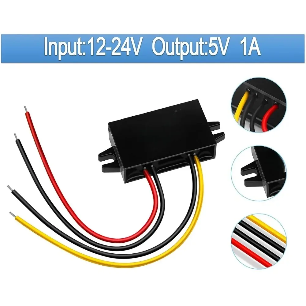 12V 24V Step Down To 5V 1A 5A Converter Voltage Reducer 5 Volt Regulator Waterproof DC Buck Transformer Power Supply For Trucks
