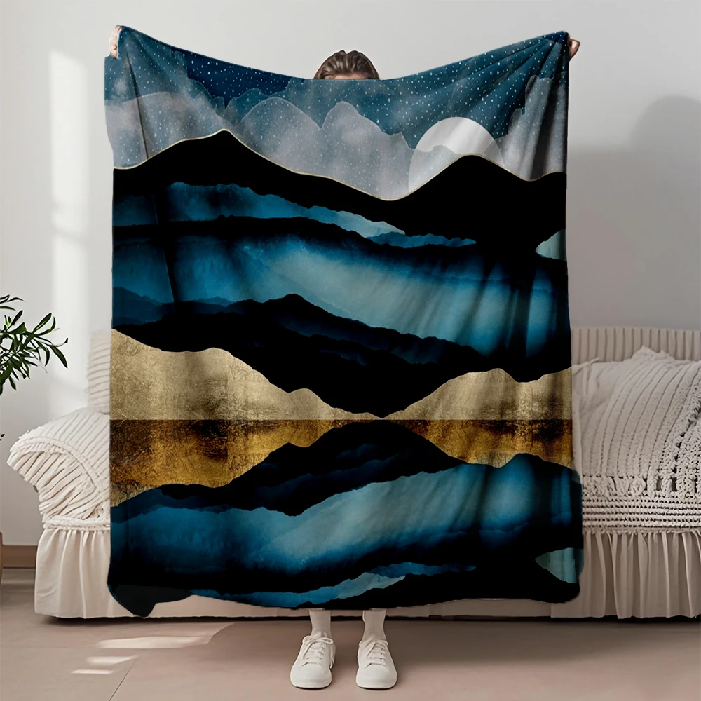 

Flannel Blanket Midnight Mountain Scandinavian Design Quilt Thermal Blanket Skin-friendly Lightweight Blankets For Children
