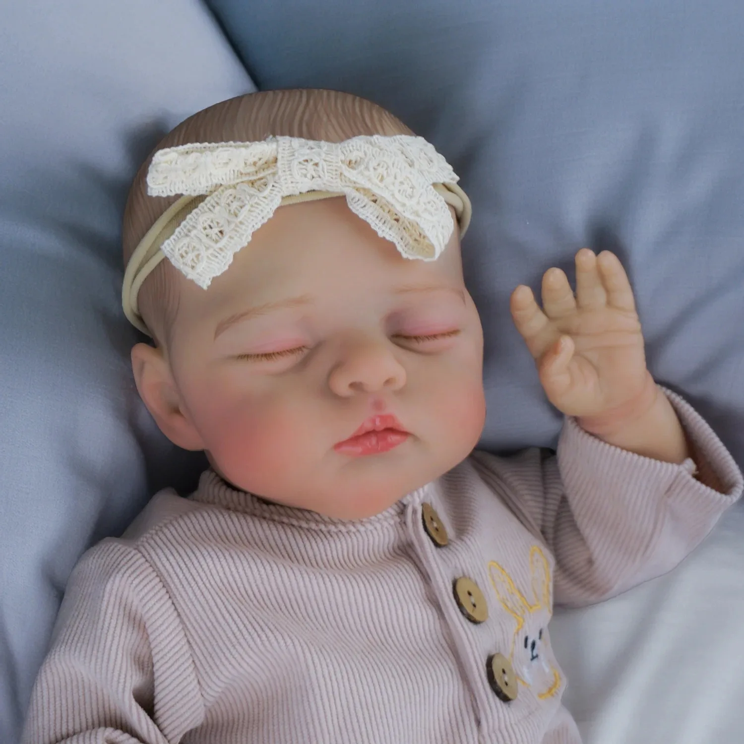 45CM Irys Soft Cotton Body Lifelike Reborn Sleeping Baby Dolls Multiple Layers Painting 3D Skin Visible Veins Hand Painted Hair