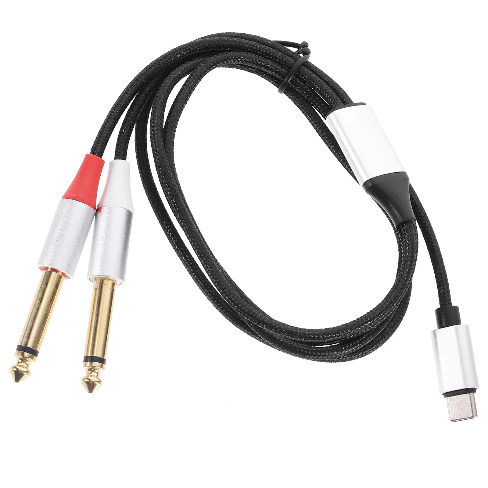 1M USB C to Dual 6.35mm Audio Cable Solid Construction Studio Audio Converter Cable for Tablets Laptops Mixers Speakers