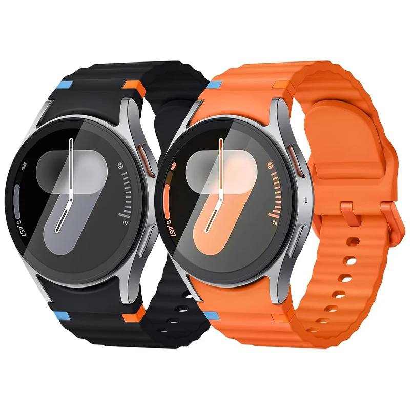 สายนาฬิกาสำหรับ Samsung Galaxy Watch 7 44 มม. 40 มม. 4/5 Pro/6 classic สายนาฬิกาอัจฉริยะซิลิโคนแท้ สายรัดข้อมือ Galaxy Watch7