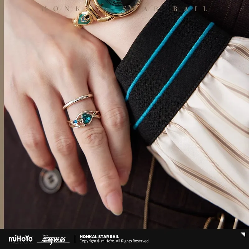 

Game Honkai Star Rail Official Genuine Product Aventurine Themed Series Ring Accssory Halloween Christmas Gifts Cosplay Ornament