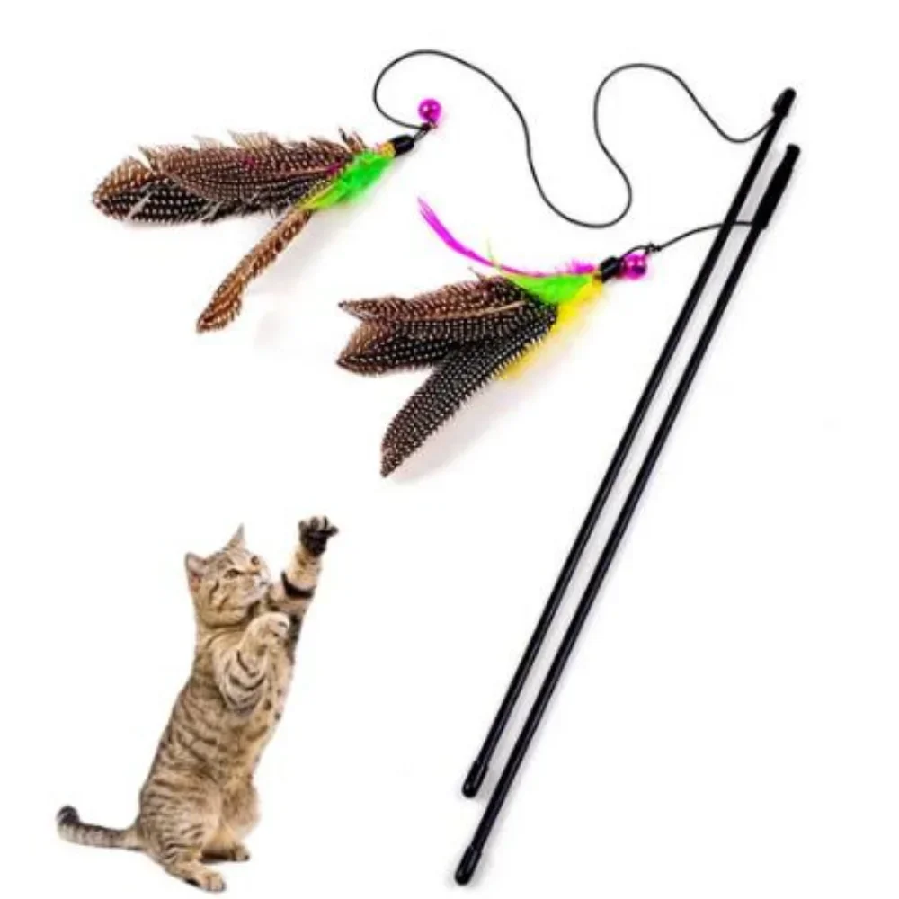 Cats Toys Feathers Wand Interactive Toy Kitten Toy Rod with Bell Feather Replacements Cat Accesorios Gatos mascotas 고양이 장난감