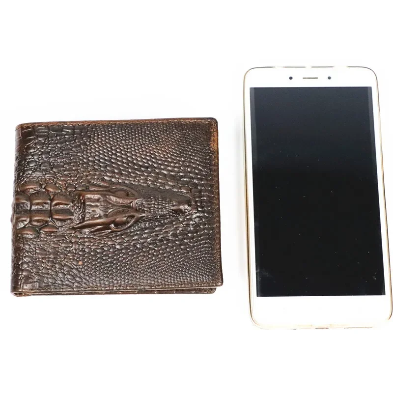 Crocodile Pattern Wallet Men Genuine Leather Small  Short Men Wallets Credit Card Holders Coin Pocket Purse Alligator