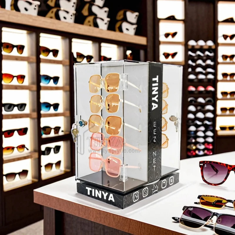 custom.Custom Countertop Rotating Acrylic Eye Glasses Eyewear Sunglasses Display Stand Sunglass Retail Display