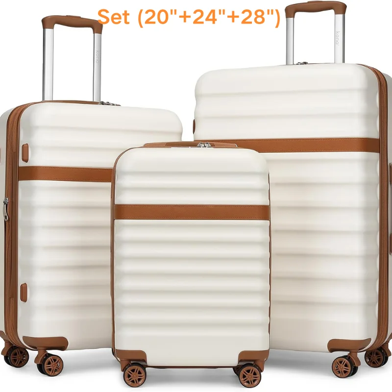 KONO ABS+PC Hartschalenkoffer mit 4 Rollen, TSA-Schloss – Trolley Handgepäck/Reisekoffer (55/65/75cm) – Detail 4