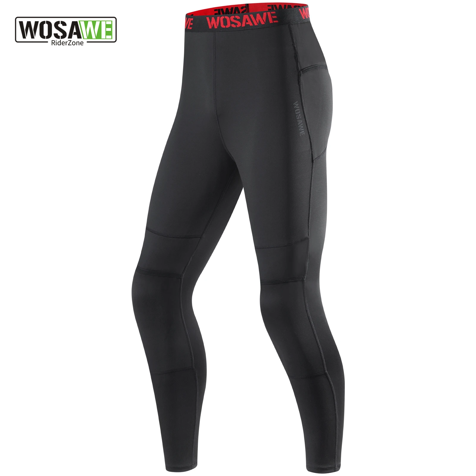 WOSAWE Men's Biker Compression Pants Male Tights Leggings Running Training Sport Fitness Quick Dry Fit Motorcycle Style Trousers