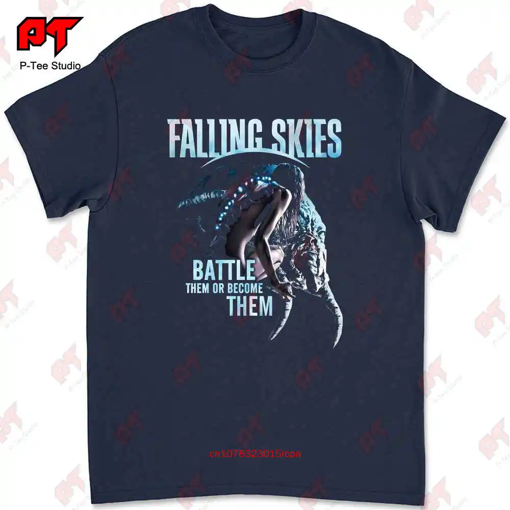 Falling Skies Battle Or Become T Shirt Licensed Sci Fi Alien Tv Show Ufo Black HTS7