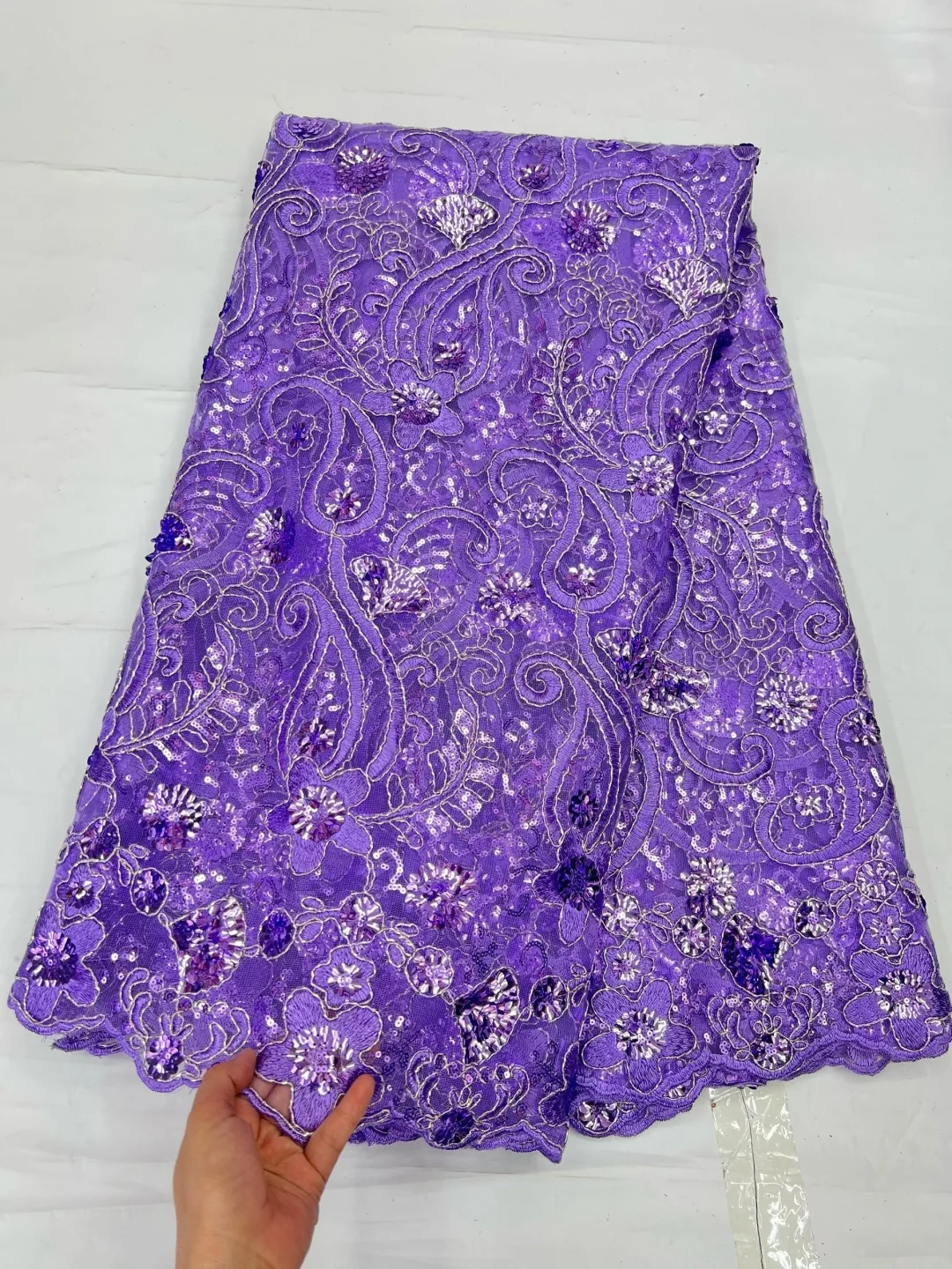 2026 Premium Embroidery French Net Lace Fabric With Sequins, Floral Cord African Mesh Lace Textile For Women Wedding AT3009-A1