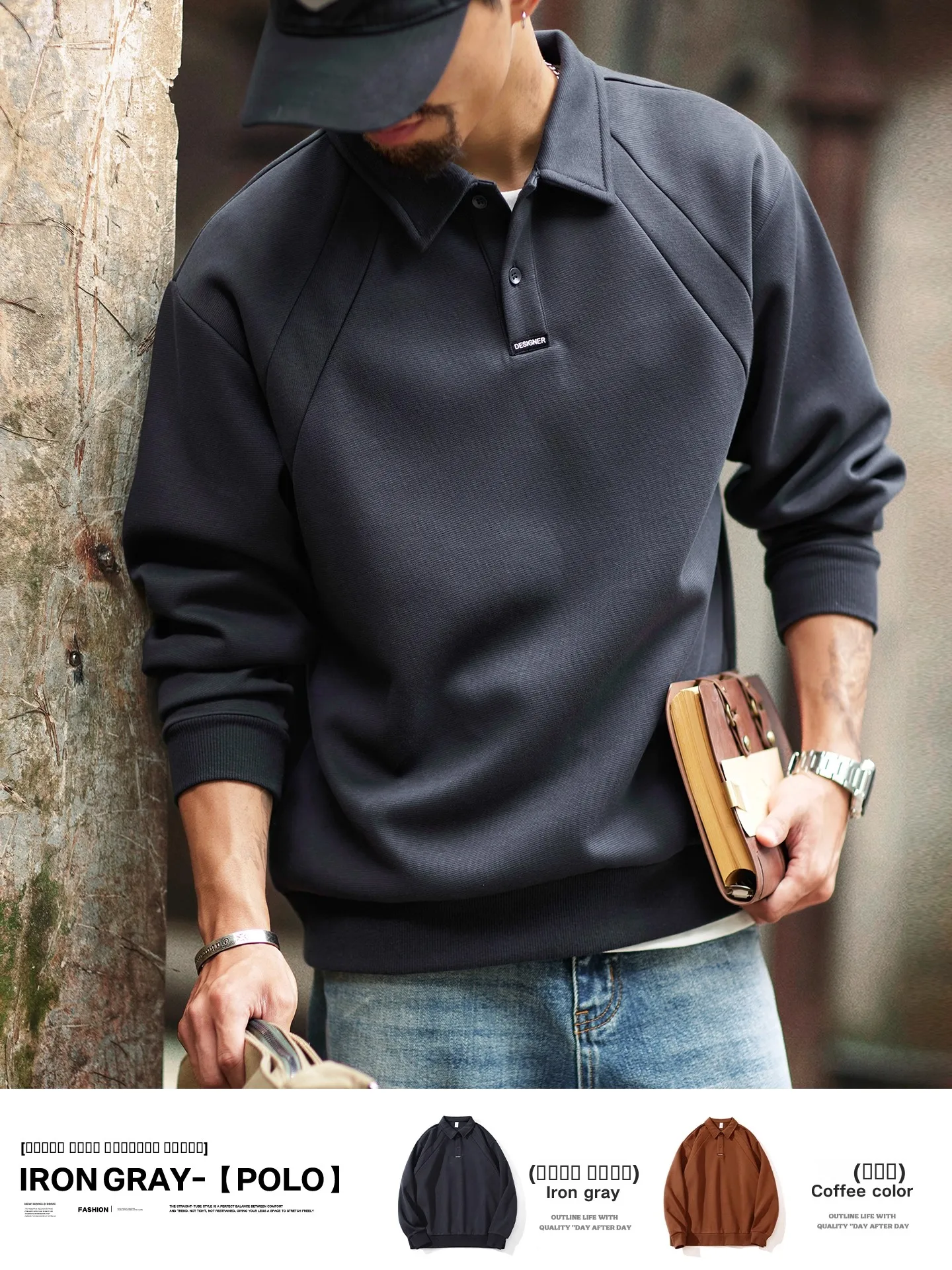 

Мужская повседневная верхняя одежда большого размера: свитшот с длинным рукавом в американском ретро-стиле, осенний, универсальный, для поездок на работу