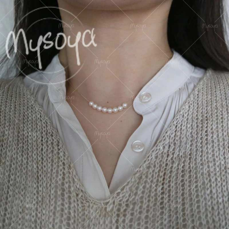 

MYSOYA 6-7mm Akoya Seawater Pearl Necklace, Suitable for Birthday/ Anniversary/ Wedding/ Mother's Day/ Father's Day Gift A1045