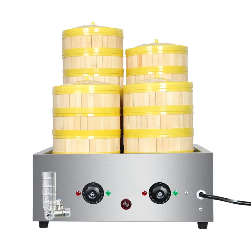 Commercial Electric Bun Steamer Countertop Steaming Machine Multi Hole Food Warmer