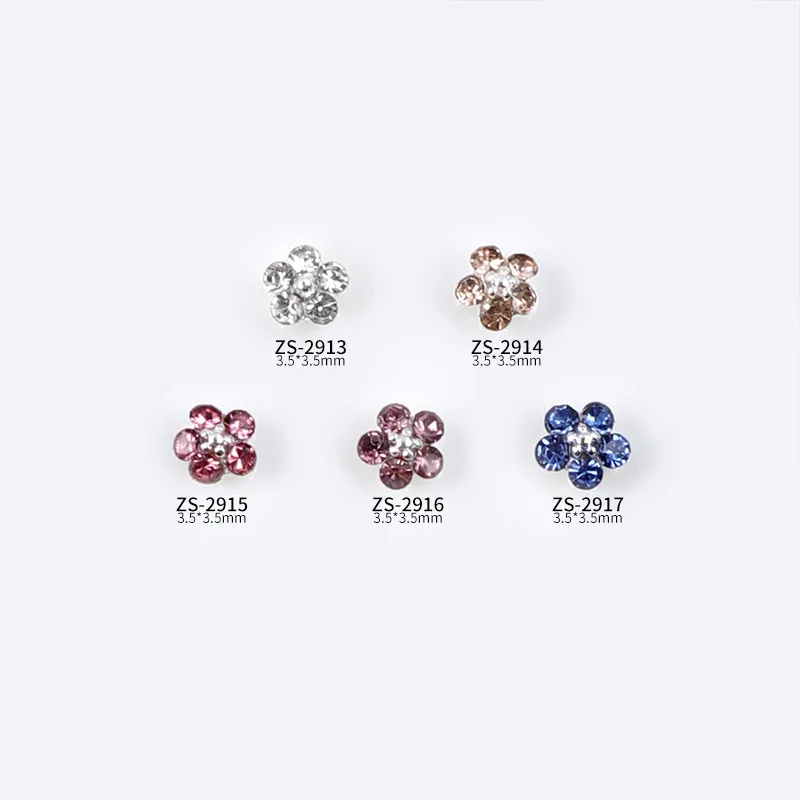 10Pcs Mini 3.5x3.5mm Mini Flower Shaped Alloy Charms For Nails 5 Colors Nail Art Metal Accessories DIY Nail Jewelry - Image 2