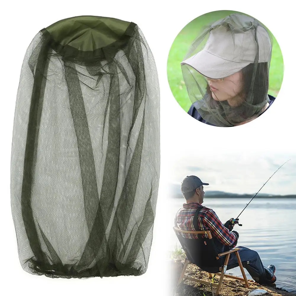 Adjustable Head Net Mesh 1PCS Fishing Camping Mesh Face Cap Full Hat Protector Green Military Covers Mosquito M8F0