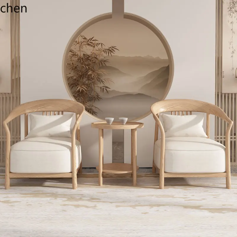 ZML divano in legno massello sedia in tre pezzi moderna soggiorno in famiglia clubhouse reception poltrona singola per il tempo libero