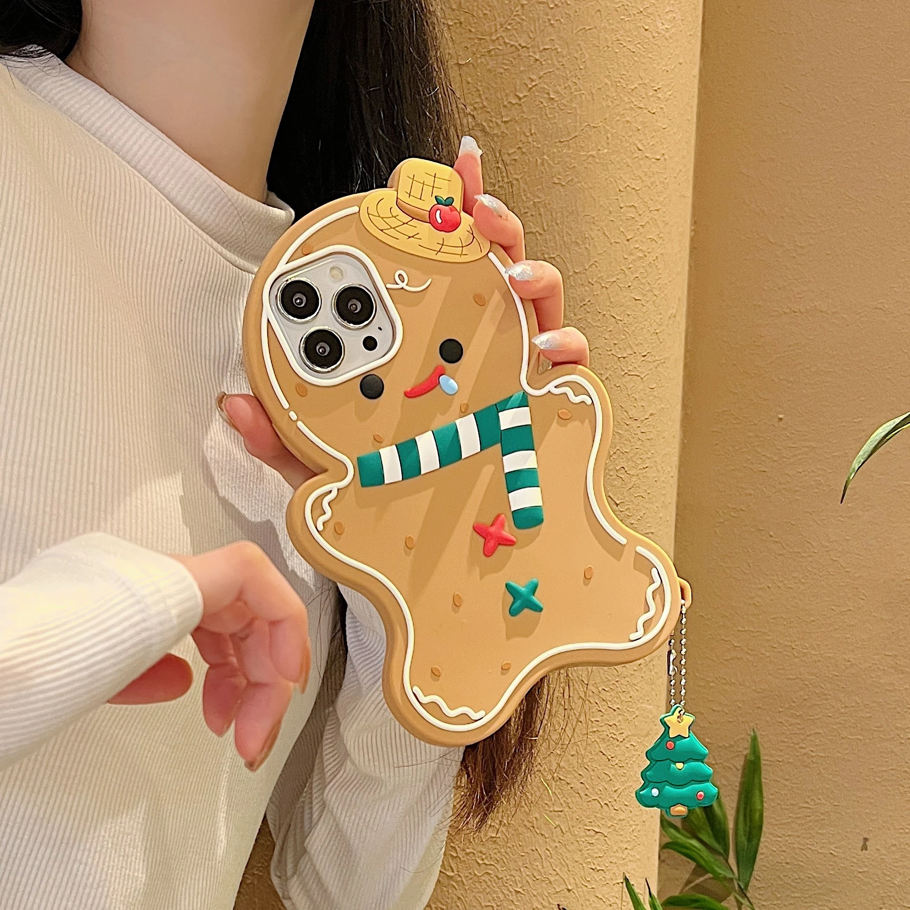 

Christmas Theme Cartoon Gingerbread Man Creativity Silicone Phone Case For iPhone 17 12 13 14 15 16 11 Pro Max Anti Drop Case