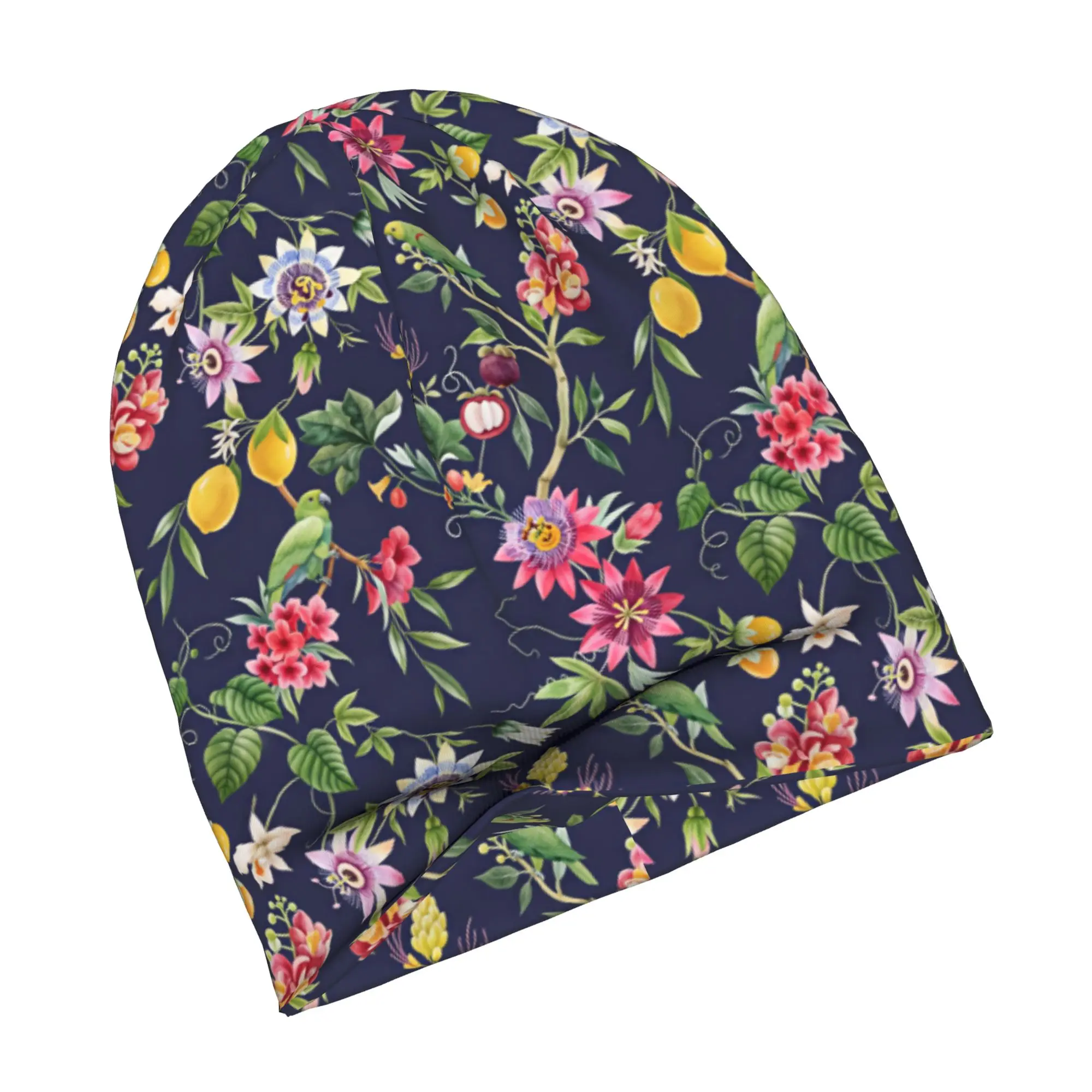 Hawaiian Style Parrot Tropical Seamless Pattern Bonnet Hat Knit Hat Men Women Cool Unisex  Winter Warm Beanies Cap