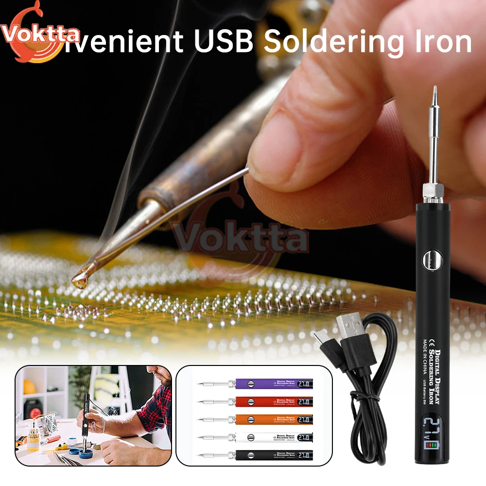 650mAh 510 Thread Battery Pen Electric Soldering Iron Adjustable Voltage Smart Power Tool Heating Solder Iron Welding Kit