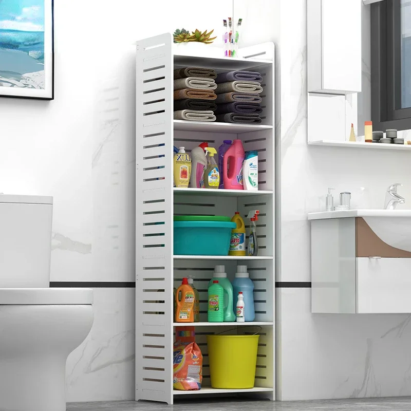 Simplified Quick-Install Bathroom Storage Cabinet Adjustable Shelf Essential Toiletries & Linen Rack