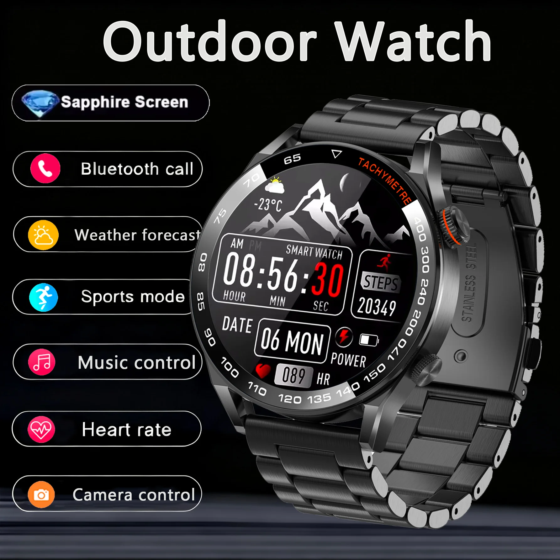 

【Brand-New】2025 Outdoors Military Sports SmartWatch Men RIDE Run trackr Swim 3ATM Compass Altimeter Fitness Trackr Smartwat