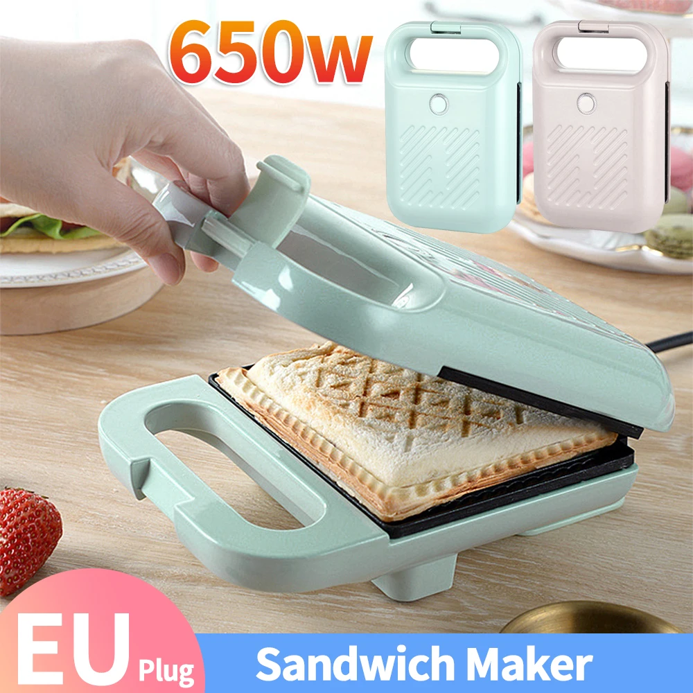 Electric Sandwich Maker Panini Press with Non-Stick Coating Home Toaster Portable Egg Omelette Pan for Meat Beef Omelette EU