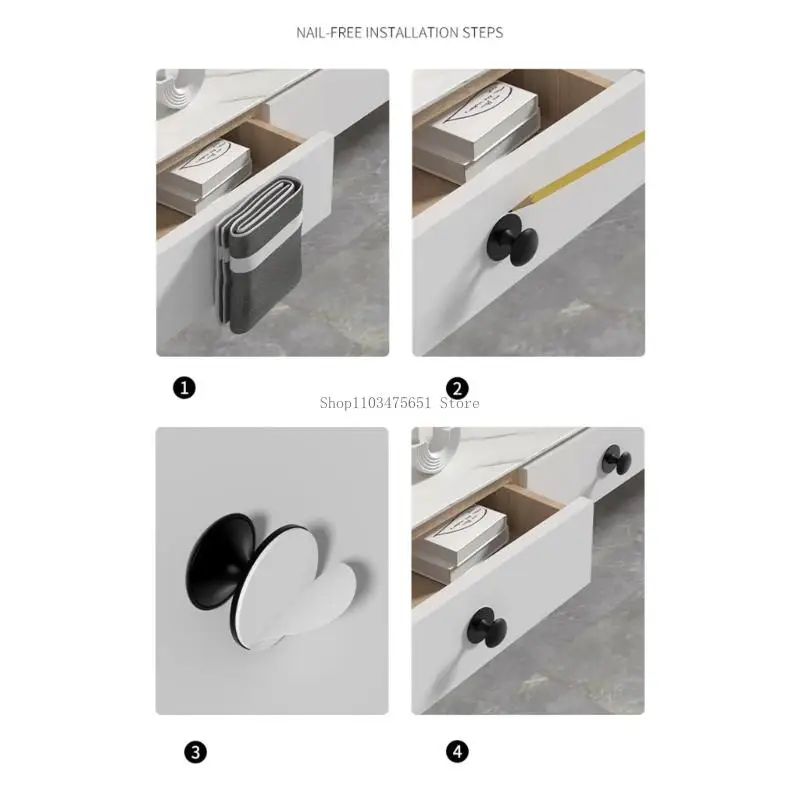  6pcs No Drill Cabinets Handles Rustproof Adhesive Pulls Steel Handles for Furniture Drawers Shower door Mirror Cabinets