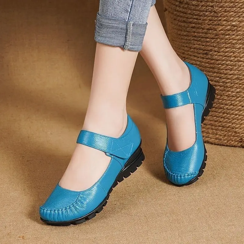 Fashion Wedges Mary Janes Shoes for Women 2024 Spring Summer JK Uniform Shoes Japanese Style Nurse Shoes Brand Leather Moccasins