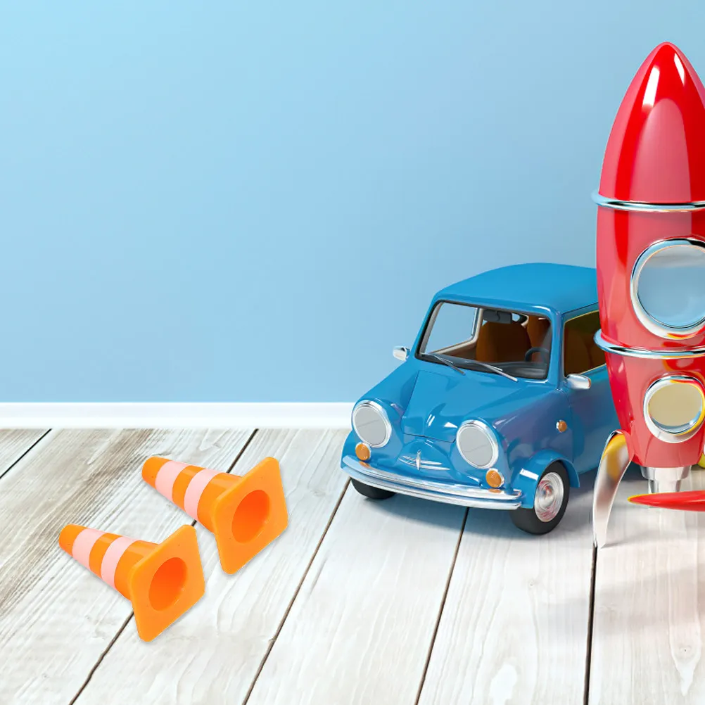 80Pcs Mini Traffic Cones Plastic Road Signs Safety Playset Simulation Scene Props for Kids Traffic Education Mini Cones