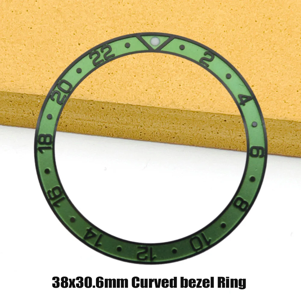 38x30.6 มม.GMT โค้งนาฬิกา BEZEL แทรก SKX007 แหวน Fit สําหรับ 24H GMT SKX007 นาฬิกากรณี NH35 NH36 นาฬิกา BEZEL แหวน