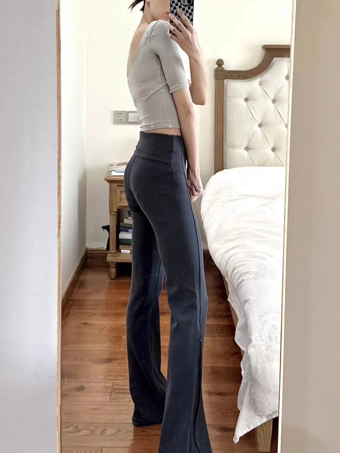 Yoga-Hose mit hoher Taille, Schlitz, elastische Taille, schlankmachend, lässig, gerades Bein, lange Hose, Outdoor-Kleidung, klassisch, empfohlen, 2025, neue Sle