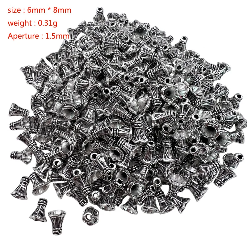 40pcs 3 Colors Horn Pierced Spacer Bead Cap Bracelet Necklace Earrings Making Supplies DIY Alloy Accessories Factory Wholesale