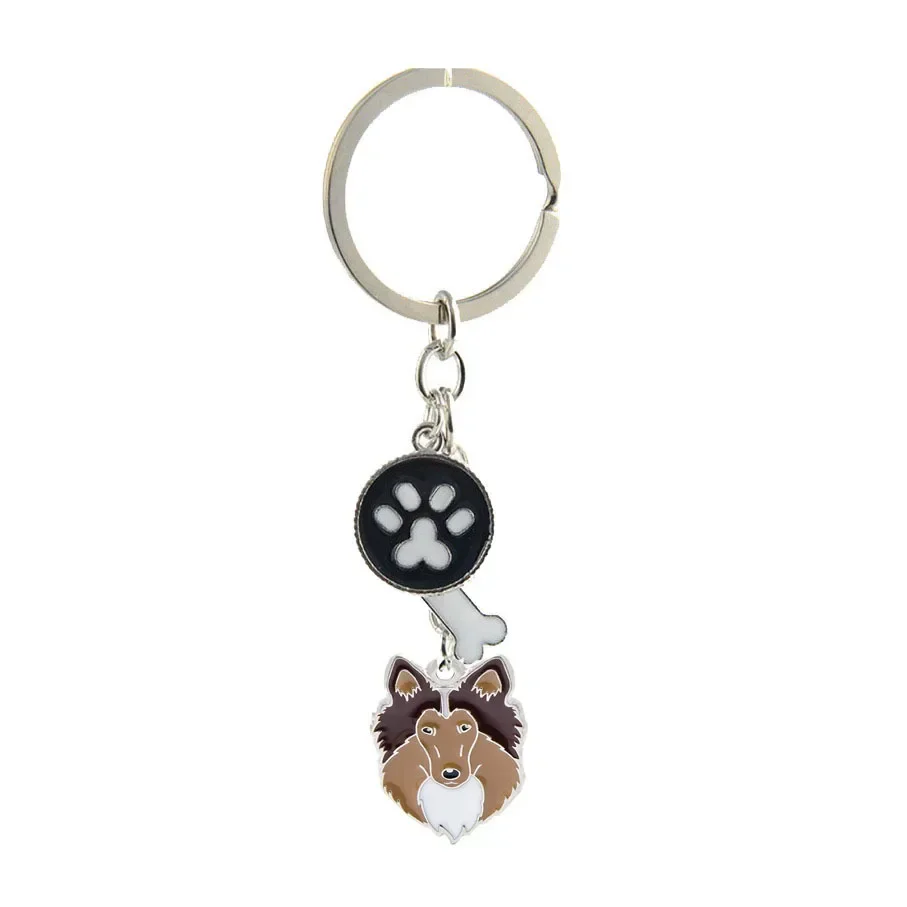 Newest Rough Collie dog Keychain pet dog Keyring Pendant Women and Men Jewelry Gift
