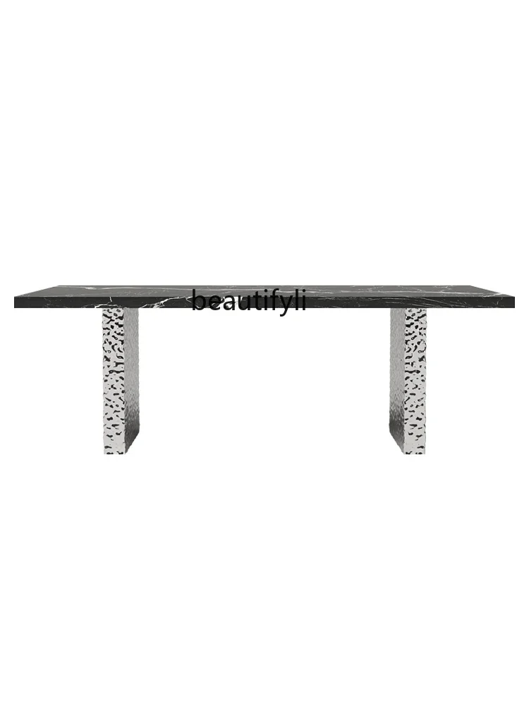 

A16 Italian Minimalist Stone Plate Dining Table Household Rectangular Water Ripple Kitchen Island Dining Table