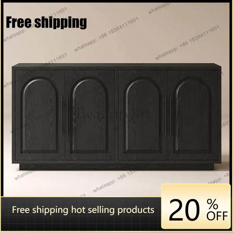 hot  French retro dining side cabinet living room small apartment solid wood homestay entrance arch cabinetFactory Direct