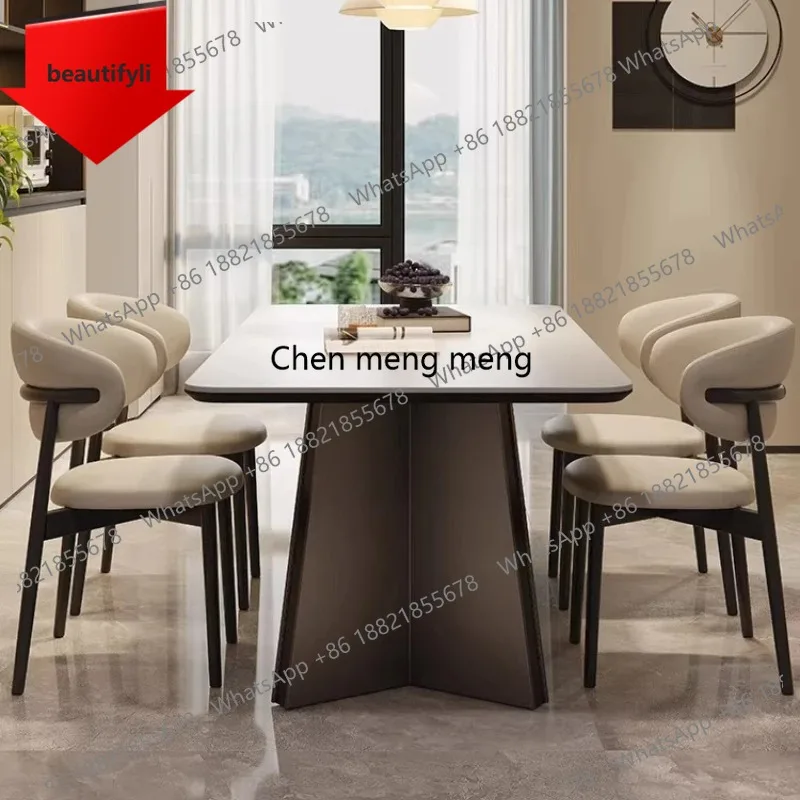 X188 Dining Table Set Light Luxury High-end Dining Tables Household Rock Slab Rectangular Dining Tables Space Saving Furniture
