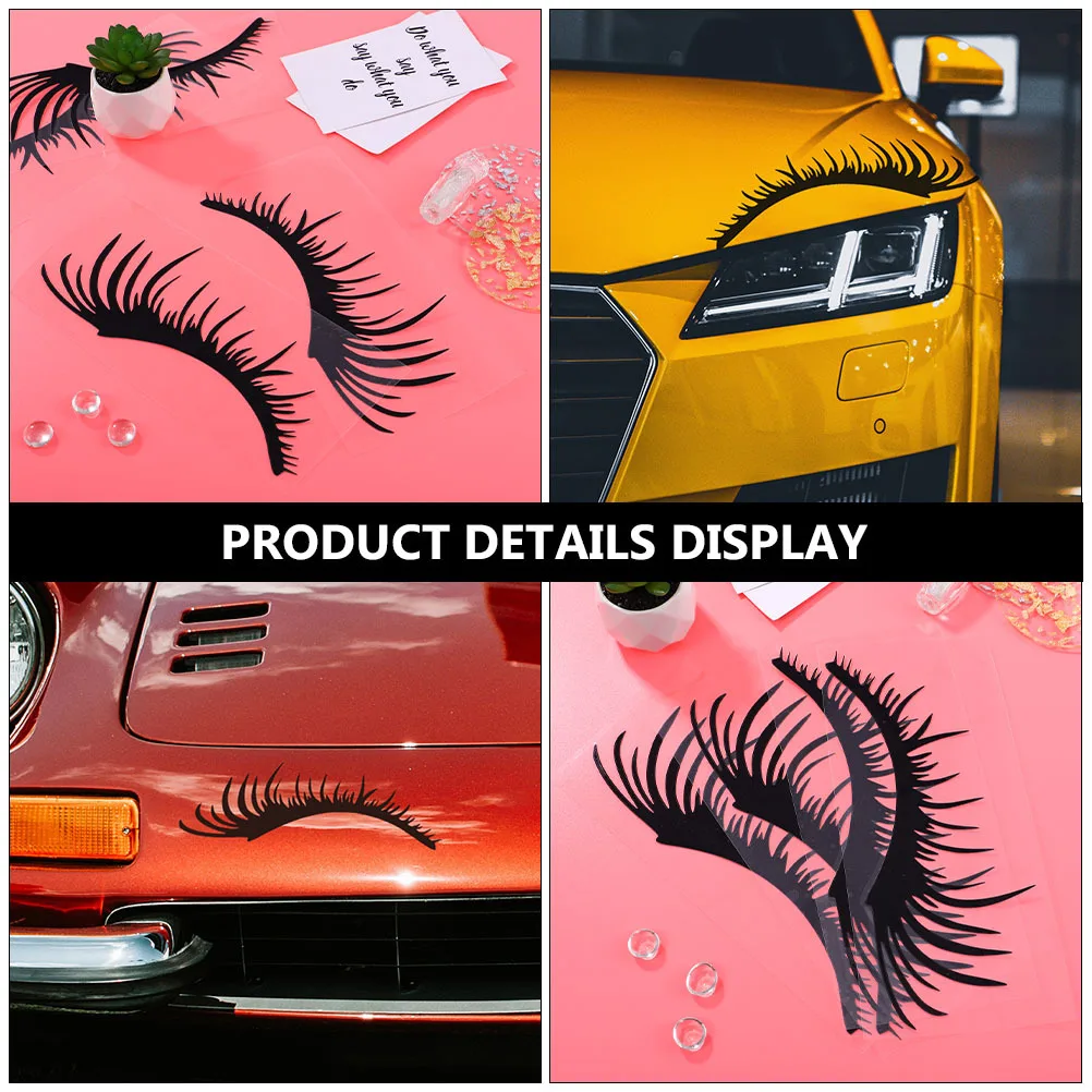 

Black Car Headlight Eyelashes Premium Pet Waterproof Durable Weather Resistant Easy Apply Remove No Residue 3D Auto