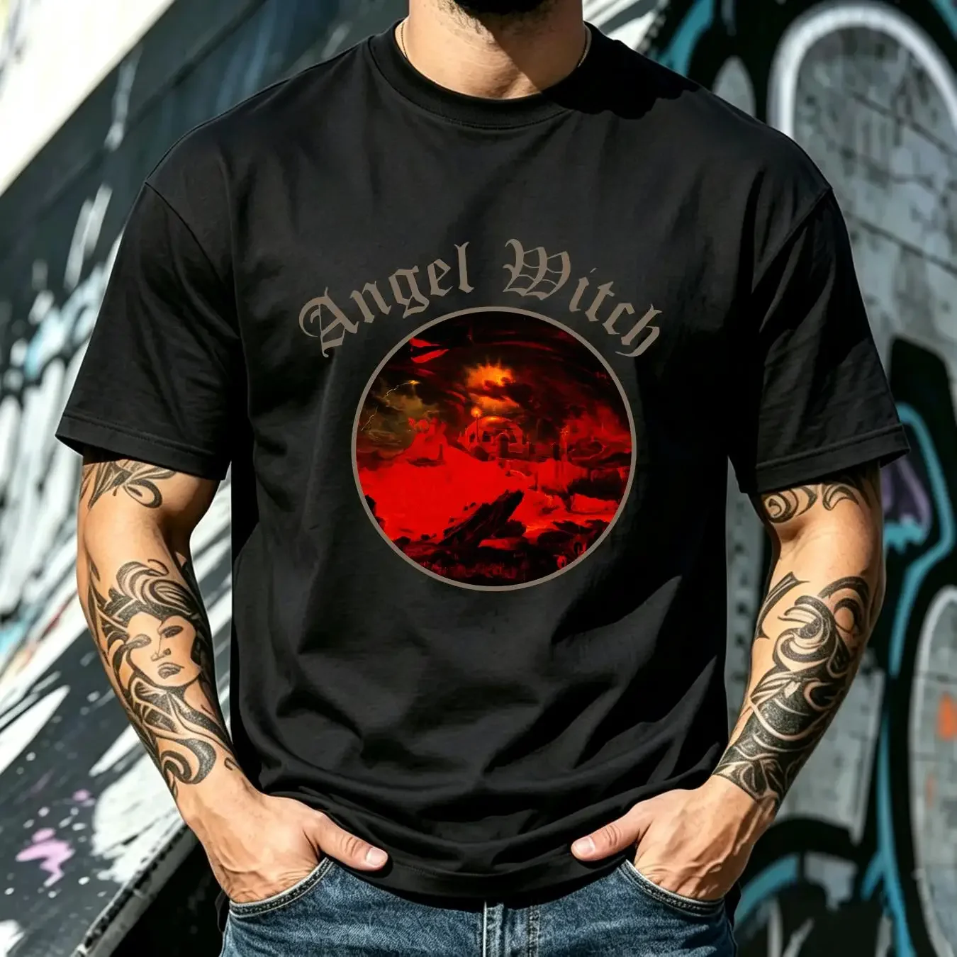 washed T Shirt Angel Witch 'Angel Logo' NEW long or short sleeves vintage Washed Slightly Unisex Versatile homme