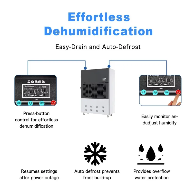 WETWELLS New Hot Selling Electric Multi-Use Commercial Industrial Dehumidifier for Drying Fruits Vegetables 480L/D 1 Year
