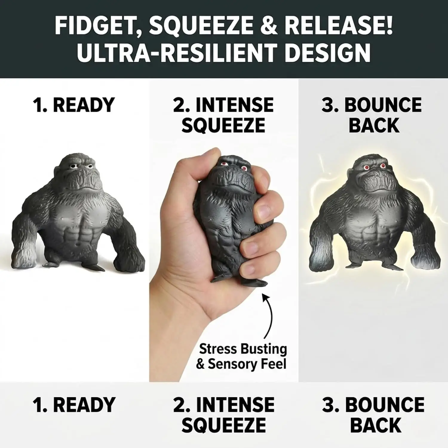 12 PK Stretchy Gorilla Toys, Squishy Fidget in 4 Colors, Arms Extend to 3 Feet, Animal Sensory Party Favors for Kids