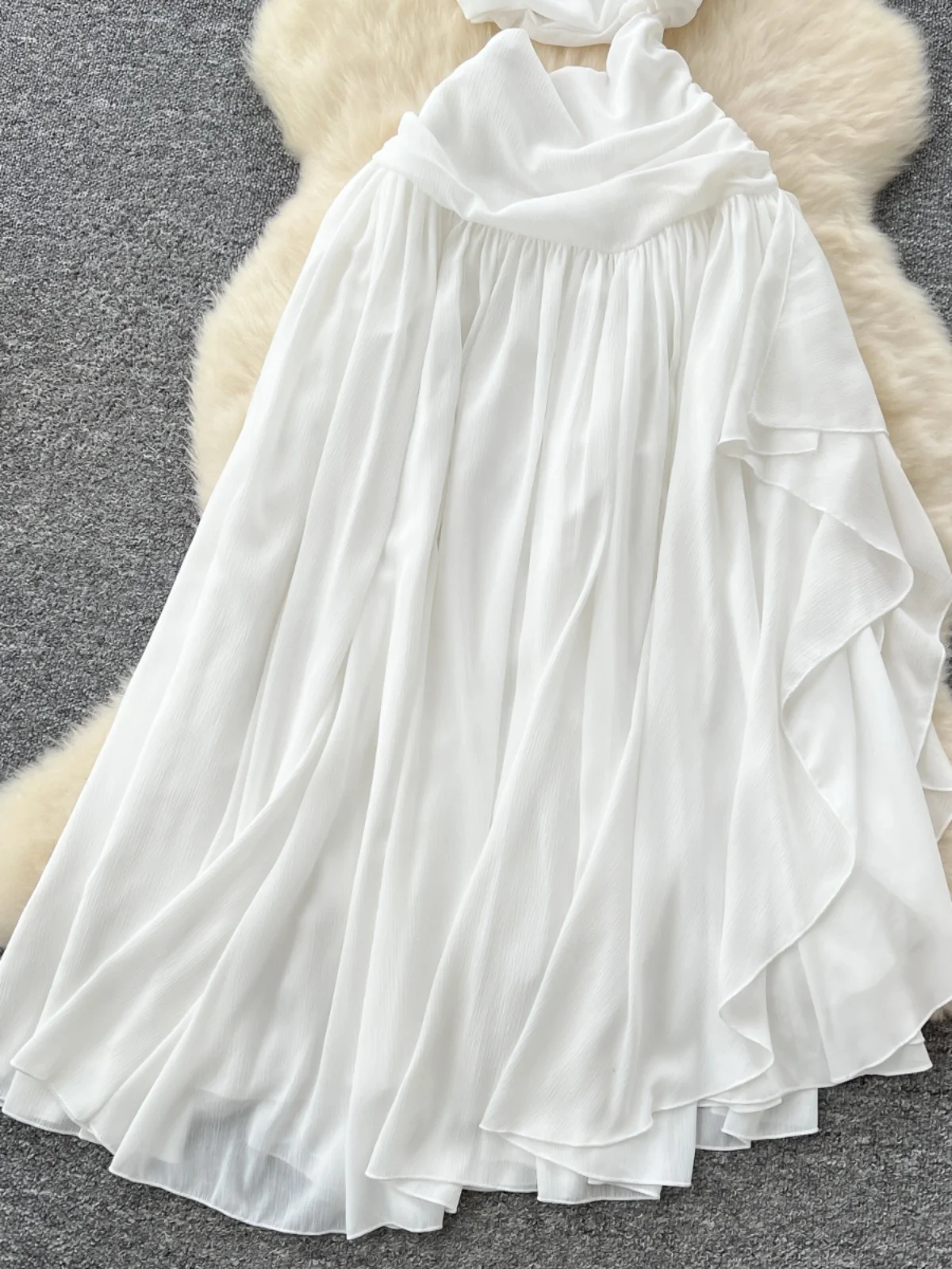 Vestido de chifón con diseño de cintura hueca, hombros asimétricos y corte entallado para mujer, estilo de viaje, primavera 2...