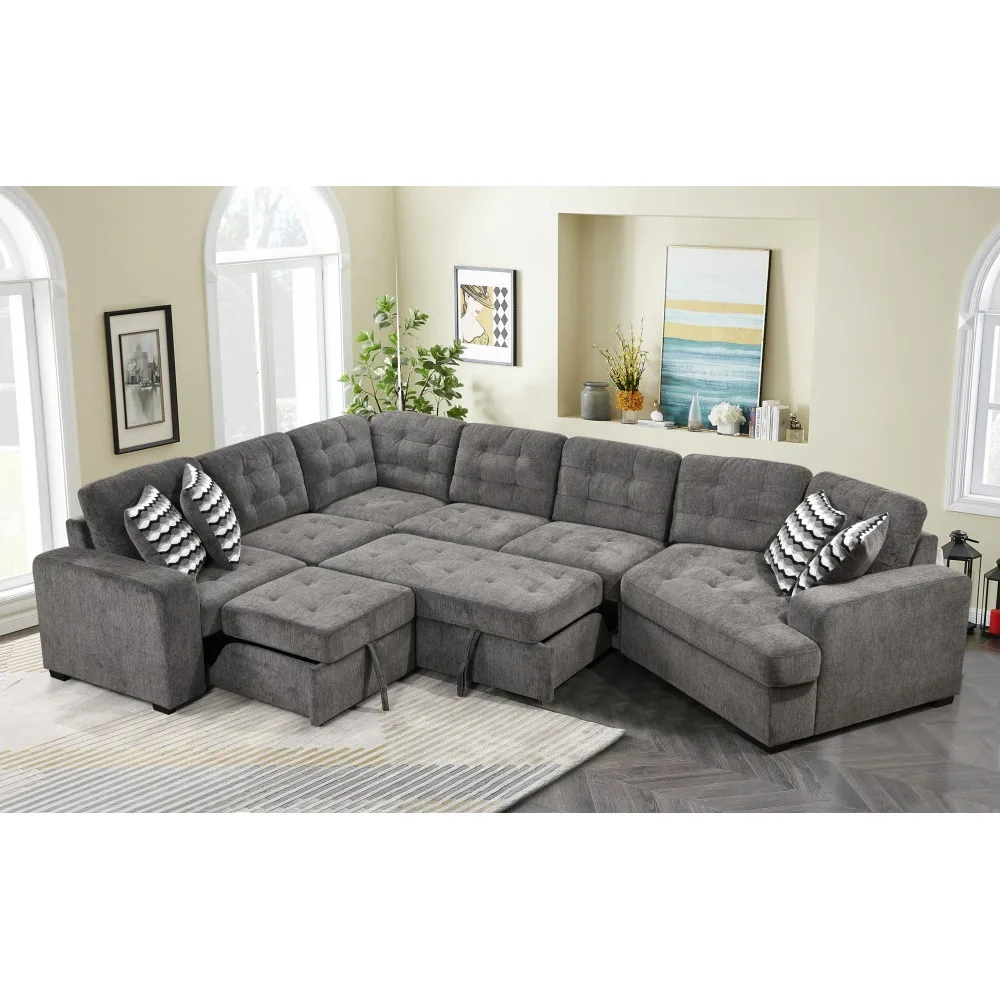 

149" Sectional Modern Large Upholstered U-Shape Sectional Sofa, Extra Wide Chaise Lounge Couch for Bedroom and Apartment