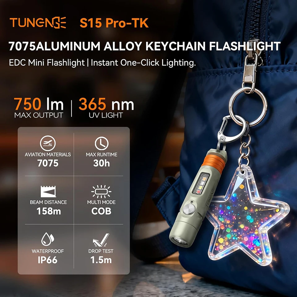 

TUNENGE S15PRO-TK multi-function flashlight 750 High Lumens Screwdriver & Quick-Release Tail Cap for Emergencies, Maintenance