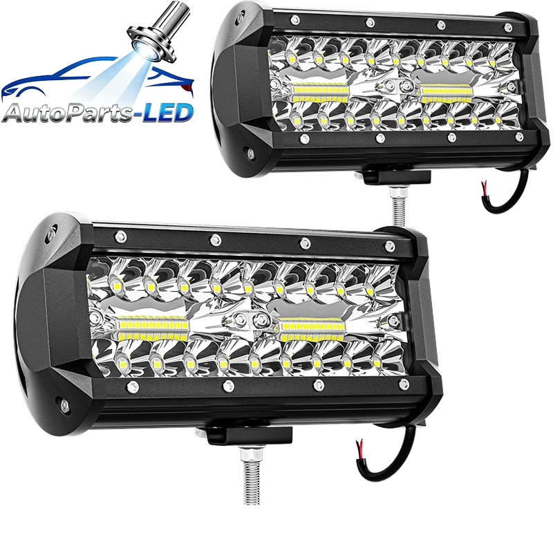 

4Pcs Car 7" LED Work Light Bar For Offroad 4x4 Spotlight Fog Lamp 12V 24V Diode Headlight Truck Tractor Boat SUV ATV Light Bar