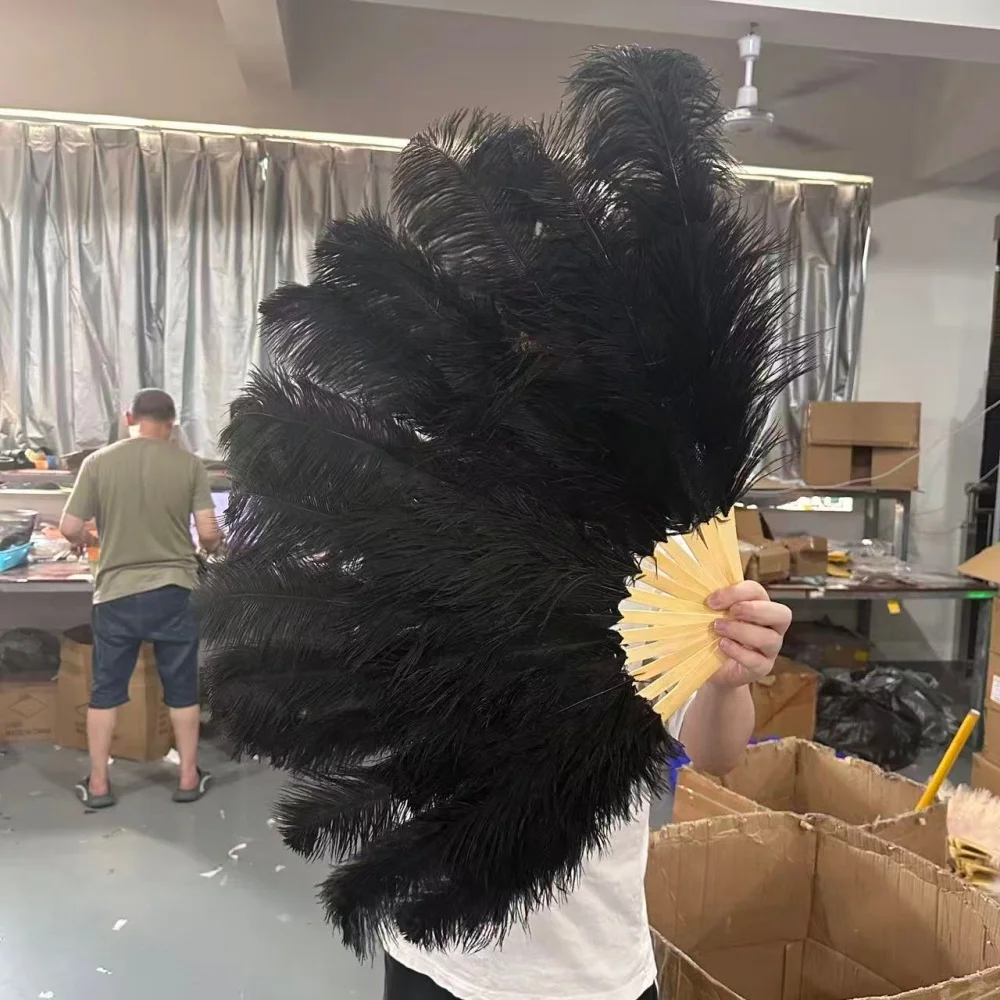 1/2Pcs Fluffy Black White Ostrich Feathers Fan For Stage Dance Performance Carnival Wedding Photoshoot Party Home Decor 70/100cm