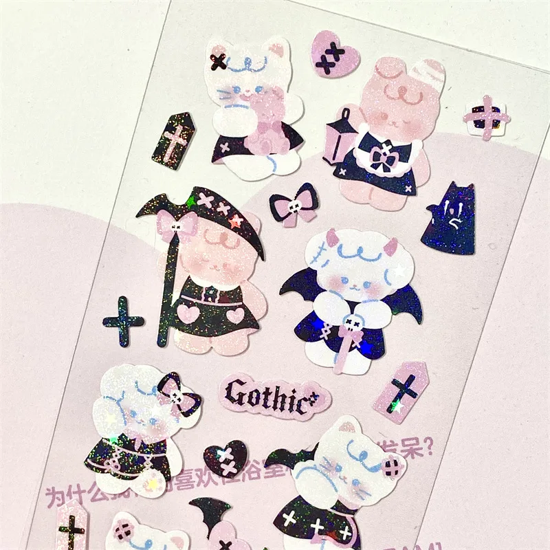 Korean Laser Bling Cartoon Bunny Sticker For Scrapbook DIY Photo Sticker for Phone Journal Laptop Calender Decorate Sticker